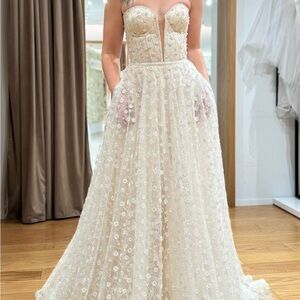 Embroidered A-Line Wedding Gown—*Never Worn, Not Altered*